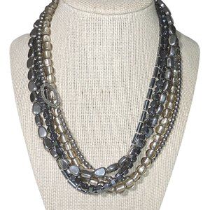 Silpada N1936 Multi Strand Hematite Hailstone Necklace .925 Sterling Silver